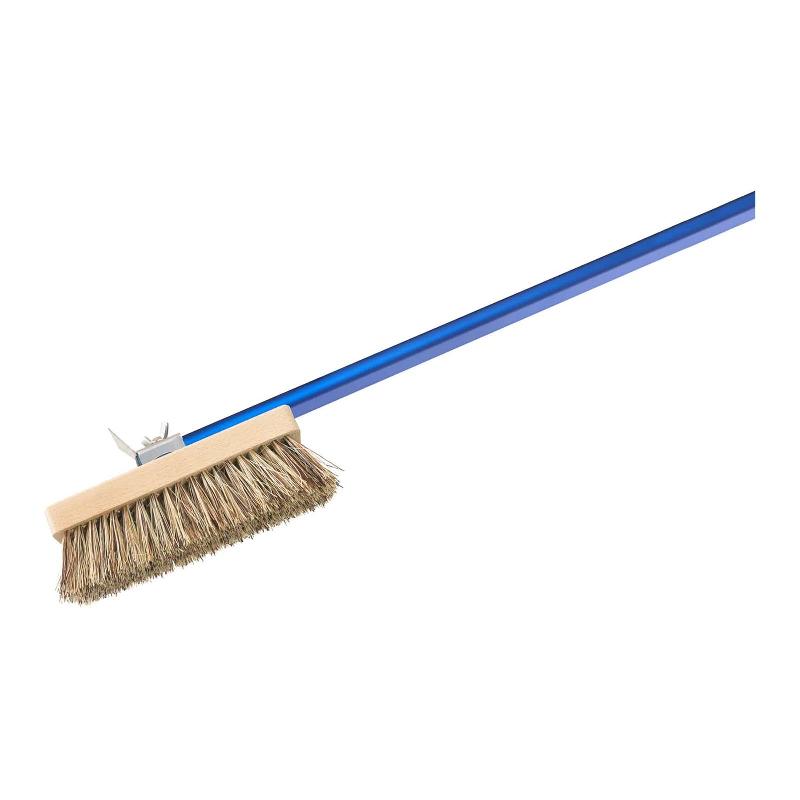 Brosse pour four à pizza - Manche 120 cm - Soies naturelles - Racloir intégré - Dimensions 20 x 6 x 11 cm - Réf : 14_0004154_0