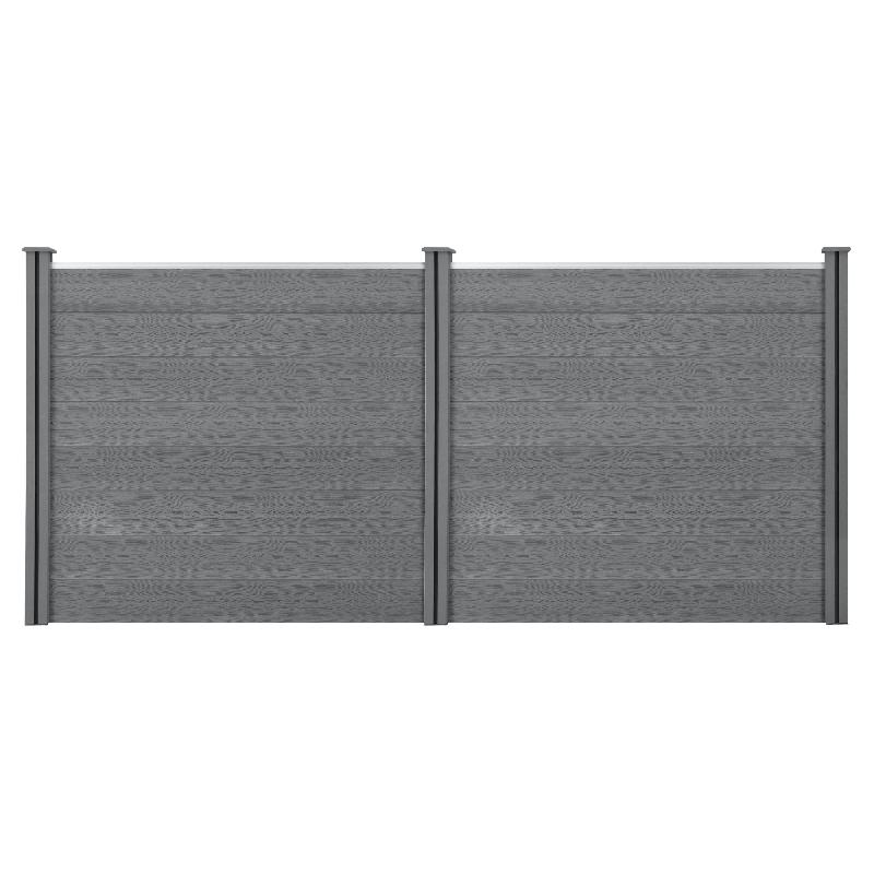 CLÔTURES DE JARDIN BRISE-VUE AVEC 4 POTEAUX PLANCHES BOIS COMPOSITE WPC 165 X 314 CM GRIS 03_0006581_0