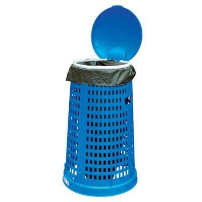Corbeille vigipirate 1er prix en polyéthylène bleu avec couvercle pour sac poubelle 110 L_0