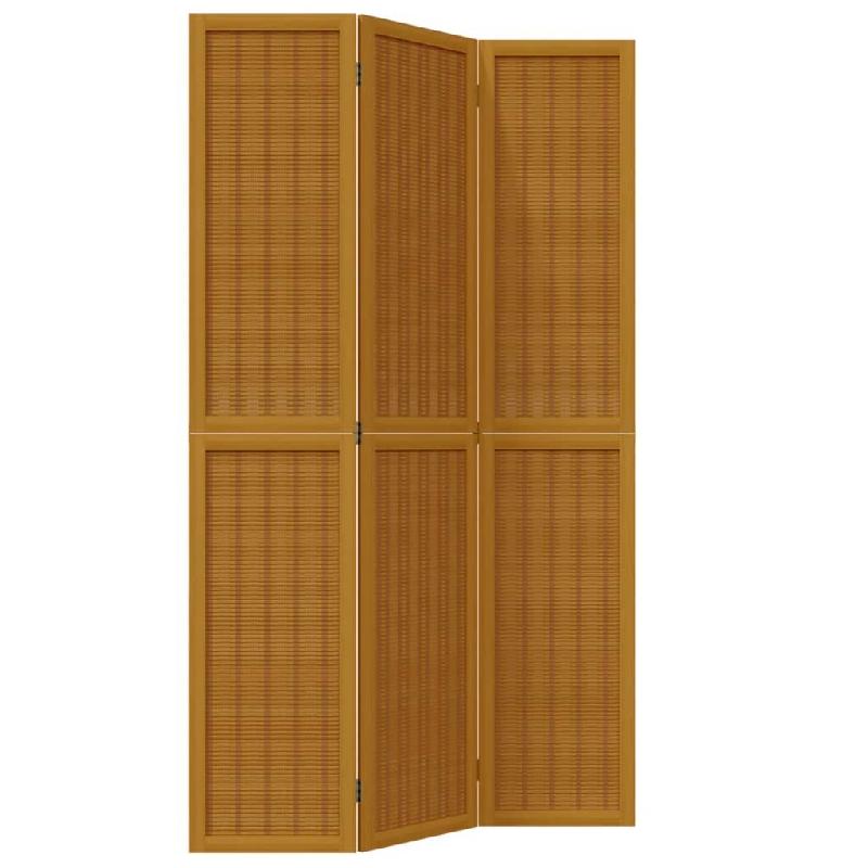 Décoshop26 - Paravent séparateur de pièce cloison 3 panneaux en bois de paulownia marron DEC030780 - marron 3000258116215_0