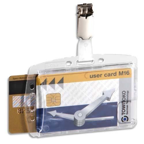 Durable boîte 25 porte-badges 2 cartes de sécurité format portrait ou paysage+clip+encoche - transparent_0