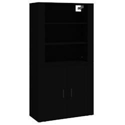 HELLSHOP26 - Buffet haut en bois d'ingénierie noir - meuble de rangement cuisine et salon avec armoire et commode 02_0035142_0