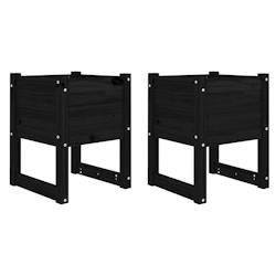 Helloshop26 - Jardinière bac lit surélevé plantes fleurs jardin terrasses lot de 2 40 x 40 x 52,5 cm bois massif de pin noir 02_0038964 - 300021803_0