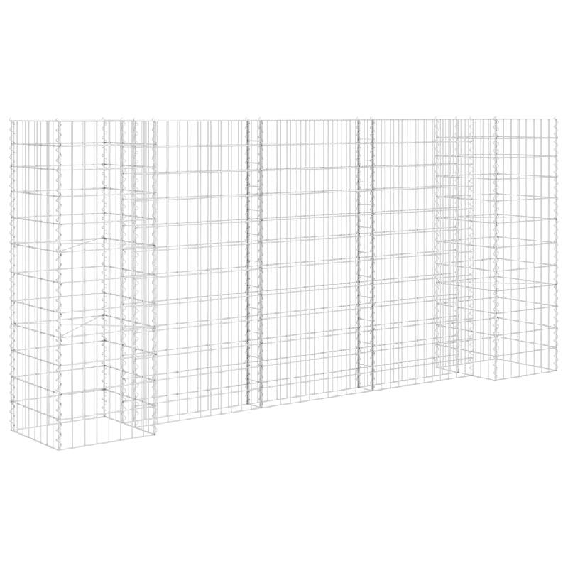 JARDINIÈRE À GABION EN H PANIER DE GABION PARTERRE SURÉLEVÉ DE FLEURS PLANTES JARDIN TERRASSE EXTÉRIEUR FIL D\'ACIER 260 X 40 X 120 CM 02_0000865_0