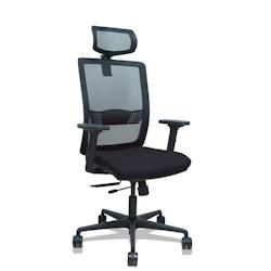 Piqueras y Crespo Silla Haches traslack malla negra asiento bali negro brazos 2D ruedas 65mm cabecero regulable - noir multi-matériau 395TKM840B840B2_0