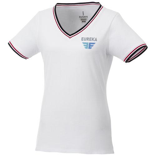 T-shirt maille piquée manches courtes femme Elbert - col V avec finition contrastée - 100% coton, 180 g/m²_0