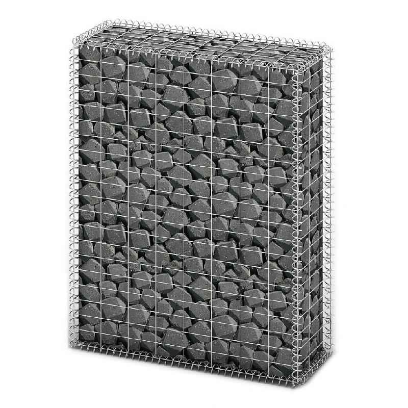 Vidaxl panier de gabion avec couvercle fil galvanisé 100 x 80 x 30 cm 141040_0