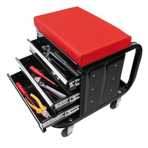 CG Car Professional 580526 - Chaise d'atelier mobile sur roulettes avec tiroirs et casier_0