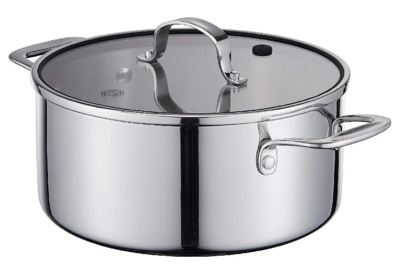 Masterchef MC 700244 Cocotte - triple épaisseurs en acier inoxydable, aluminium et couvercle en verre trempé_0