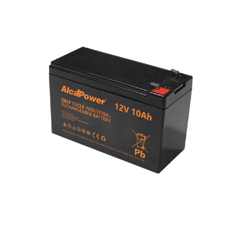 Alcapower Batterie AGM 12V 10Ah décharge profonde pour vélos électriques scooters photovoltaïque connexion Faston T2 - noir 8055323213400_0