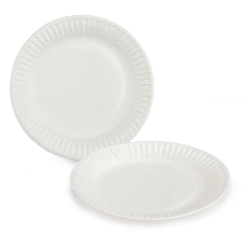 ASSIETTE RONDE EN CARTON 15 CM - BLANC - LOT DE 100