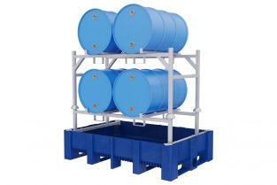 Bac de rétention pour 4 barils horizontaux - 500L - 1760mm x 1200mm x 1520mm_0