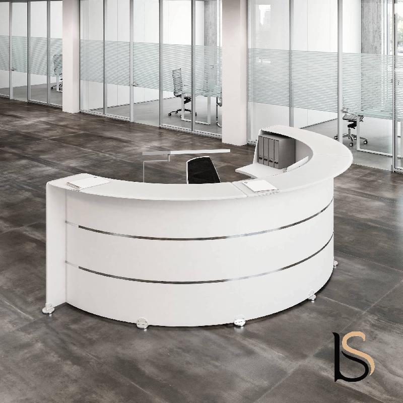 Banque d'accueil demi-lune Glass - Quadrifoglio. - Blanc, 357, Non_1