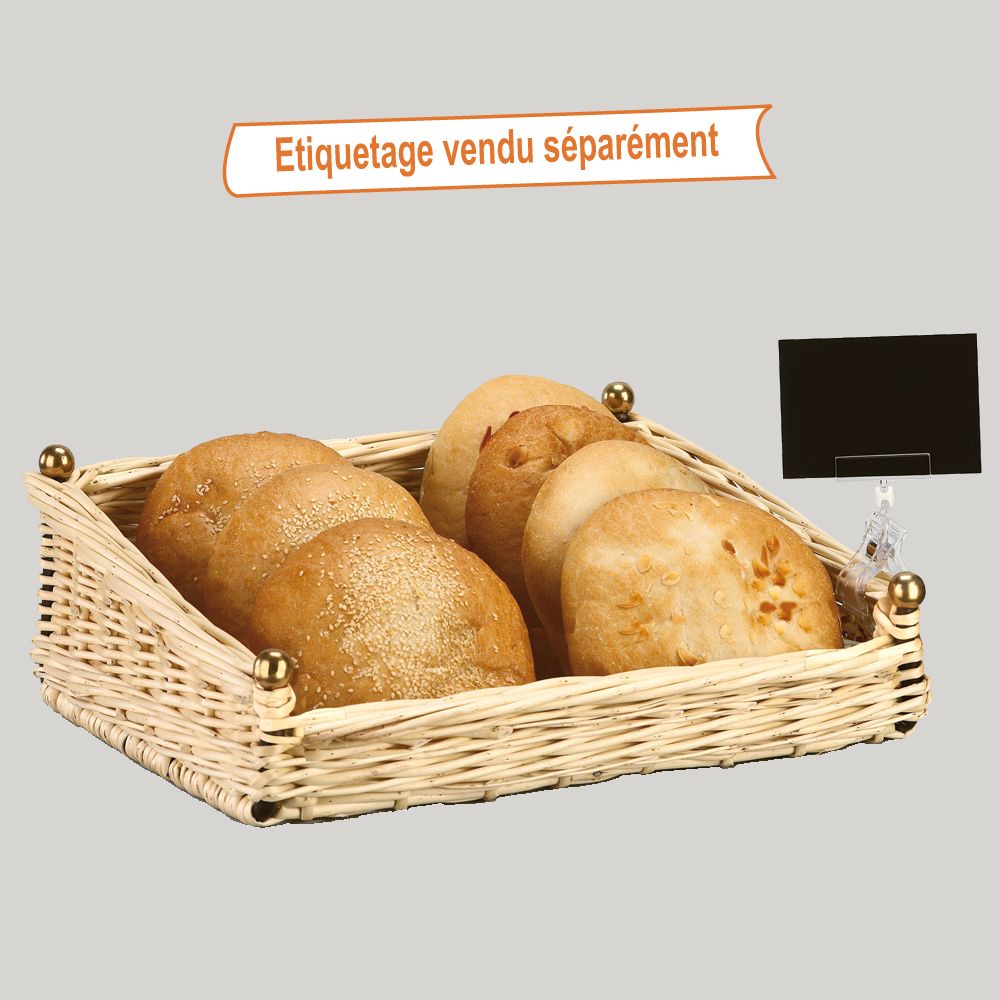 Bergeronnette - Présentoir pains spéciaux rouille et or - Dimensions 40x30x15 cm - Osier blanc et métal peint époxy_0