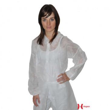 Blouse d'hygiène en polypropylène - blanche - col à fermeture pression - sans poche - Taille 4 - Kolmi Hopen_0