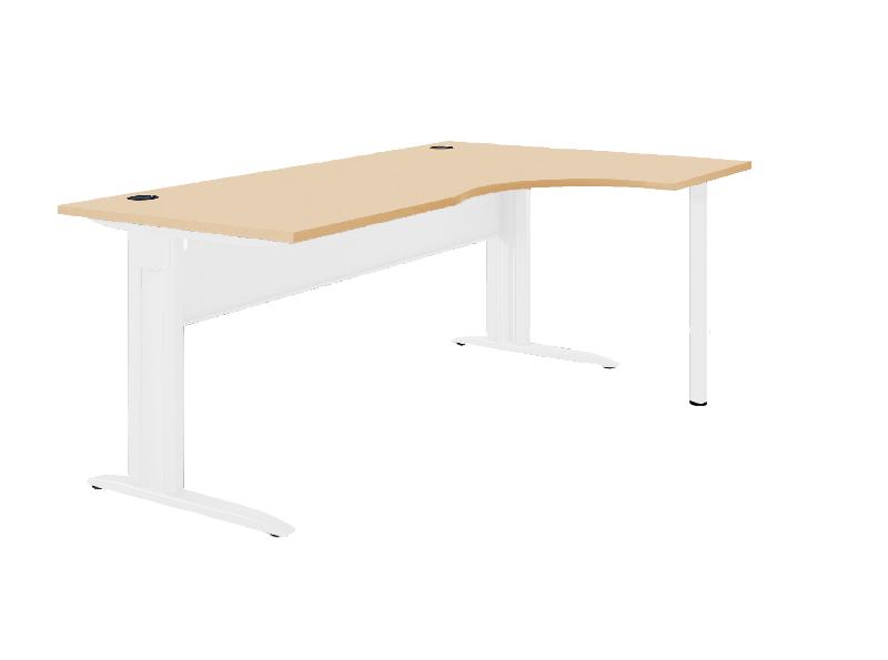 Bureau asymétrique 90° chêne/blanc 160*120/60 cm avec retour droit_0