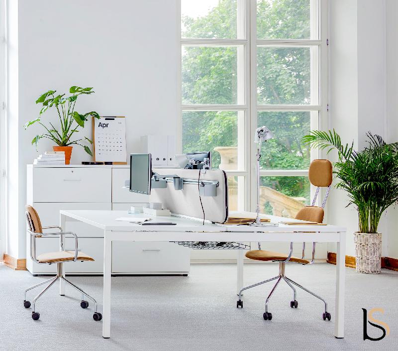 Bureau Bench 2 personnes Ogi U - MDD - 160, Blanc, Blanc, Non_0