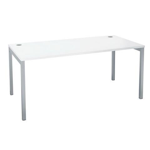 BUREAU DROIT SQUADRA L 160 X P 80 CM PLATEAU BLANC PIÈTEMENT ALUMINIUM