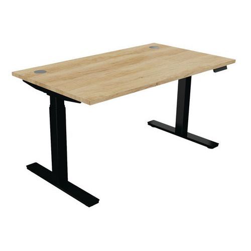 BUREAU HAUT.RÉGLABLE ÉLECTR. EVO 140X80 CM CHÊNE VIEILLI/NOIR - BURONOMIC