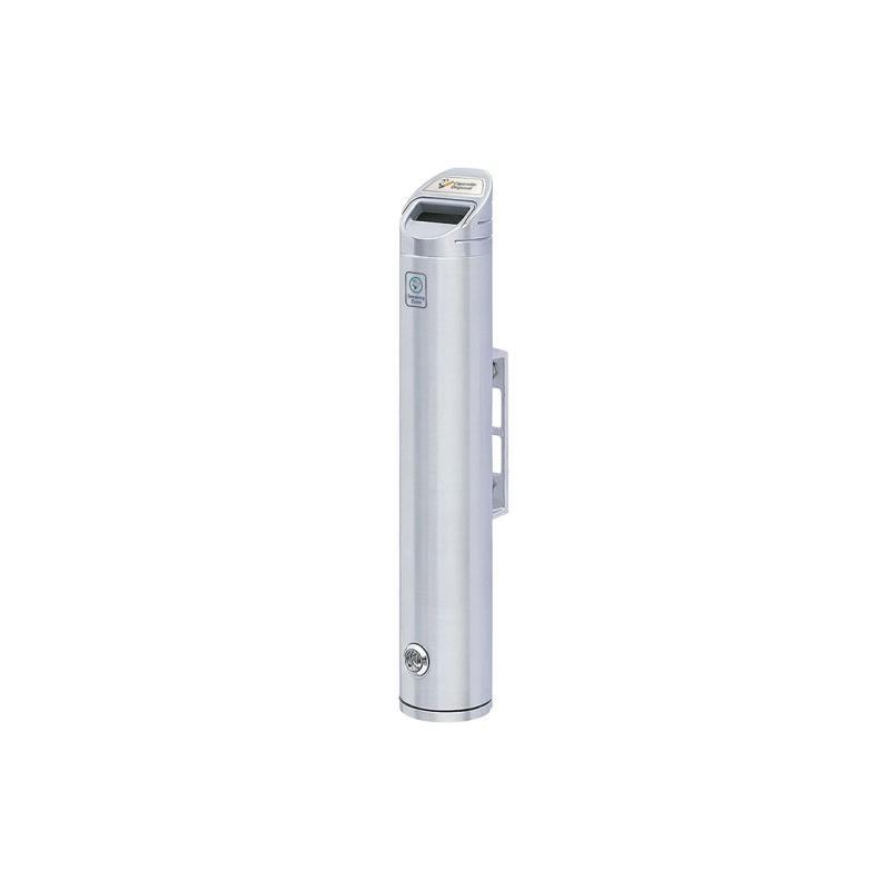 Cendrier mural tube biseauté - aluminium brossé - 2 litres - ref : 206597_0