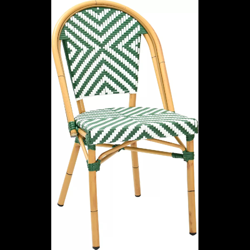 Chaise BERNAY en aluminium et rotin avec tressage en nylon - Style bistrot pour extérieur_0
