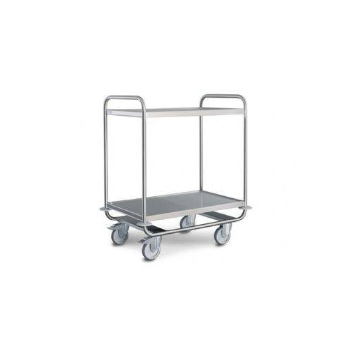 CHARIOT DE SERVICE RENFORCÉ EN INOX HUPFER - 2 PLATEAUX 800 X 500 MM