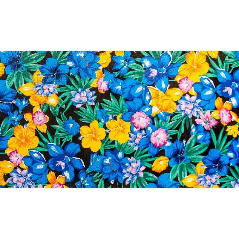 Chemin de table tissu fleurs tropicales 28cm x 5m_0