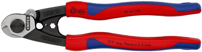 Cisaille à câble métallique KNIPEX - longueur 190 mm - poli - gaines multicomposant - lames trempées 64 HRC_0