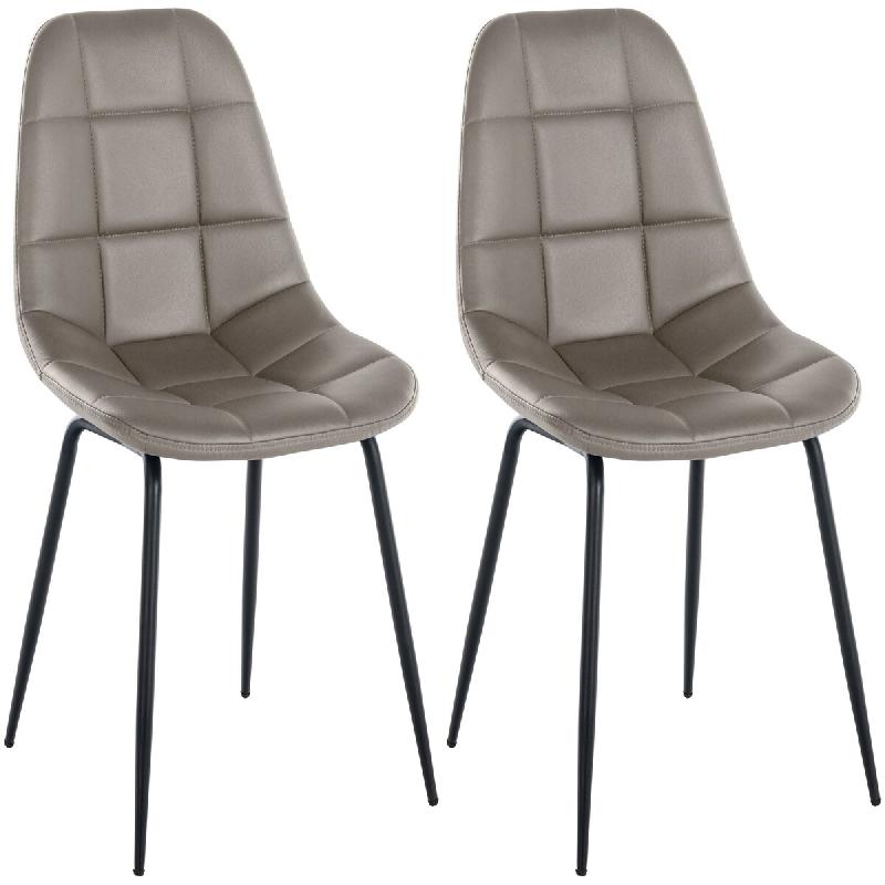 CLP Lot de 2 chaises Tom similicuir - Taupe - 324251_0