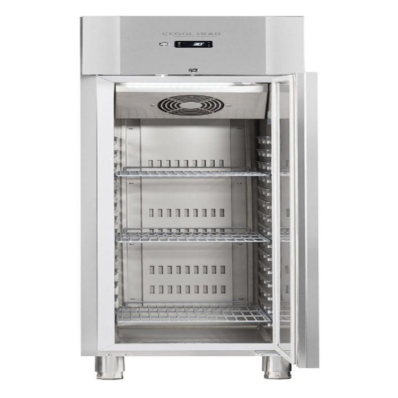 Cool Head Meuble congélateur inox 450 litres. Dégivrage au gaz chaud. Guides imprimés. T° -18°/-22°C. Dim. (LxA.LxA) 68x73x197,5 cm. Cool Head Q_0
