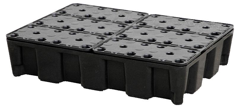 Cuvette de rétention PE volume 60 l - gamme CUVLABO - avec ou sans caillebotis - charge admissible 250 kg_0