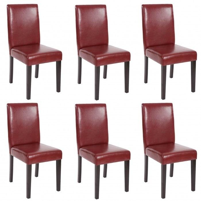 Décoshop26 - Lot de 6 chaises de salle à manger en similicuir rouge-brun pieds noirs design moderne CDS04233 - rouge 3000071876518_0