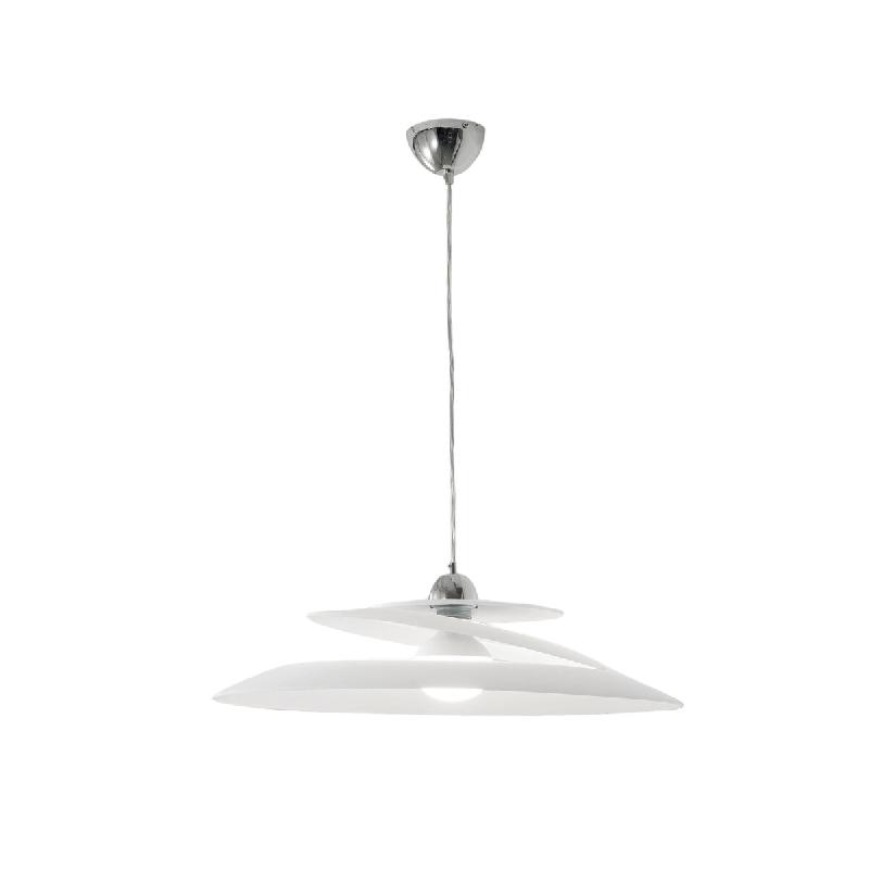 Fabas Luce Suspension Aragon En Métal Et Verre Blanc, Douille E27 60W, Design Moderne Et Élégant, Luminaire Intérieur, Protection Ip20, Diamètre_0