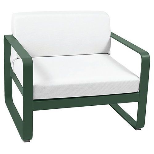 FAUTEUIL BELLEVIE VERT CÈDRE COUSSINS BLANC GRISÉ - FERMOB