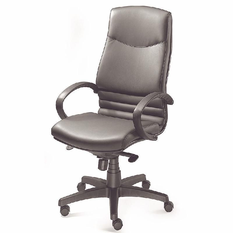 FAUTEUIL DIRECTION PERFECTO CUIR HAUTEUR AJUSTABLE AVEC ACCOUDOIRS À ROULETTES HAUTEUR DOSSIER 72 CM NOIR