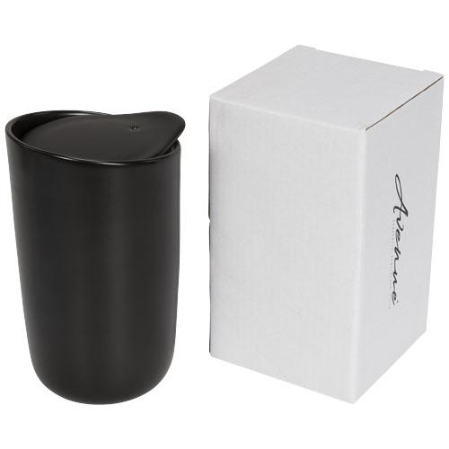 Gobelet publicitaire en céramique à double paroi 400ml Mysa - compatible micro-ondes et cafetières_0