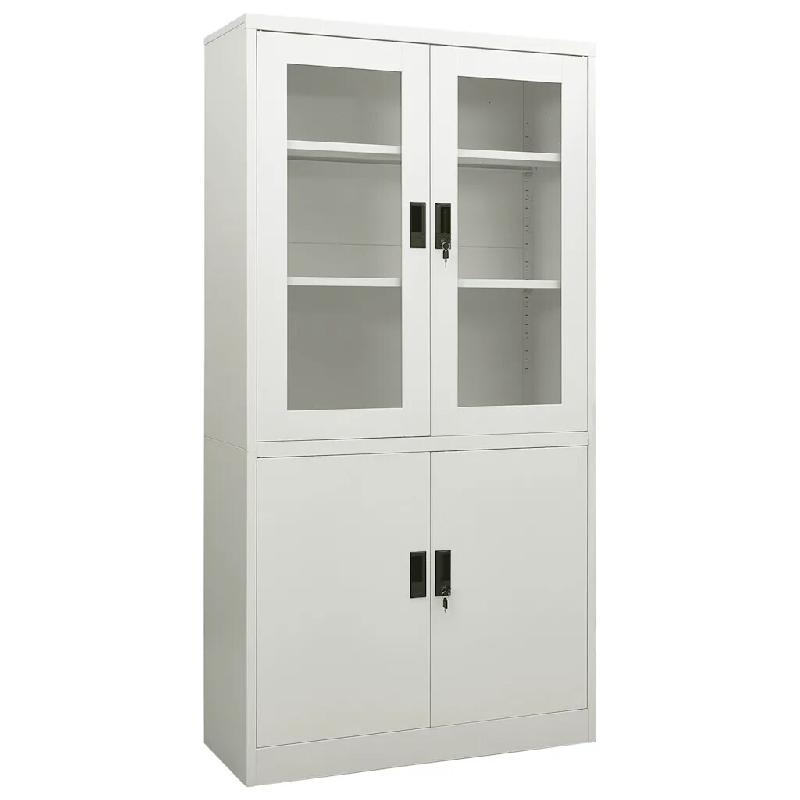 Helloshop26 - Armoire de bureau design moderne idéale rangement dossiers 90 x 40 x 180 cm en acier gris clair 02_0046807 - gris verre 3000234437143_0
