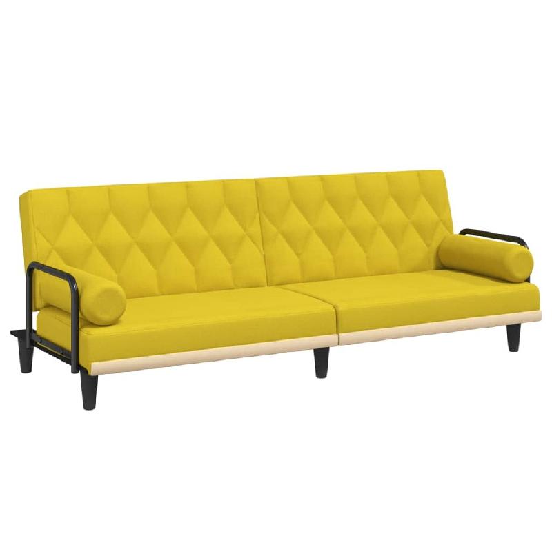 Helloshop26 - Canapé-lit avec accoudoirs jaune clair tissu 02_0019248 - jaune polyester 3000968388001_0