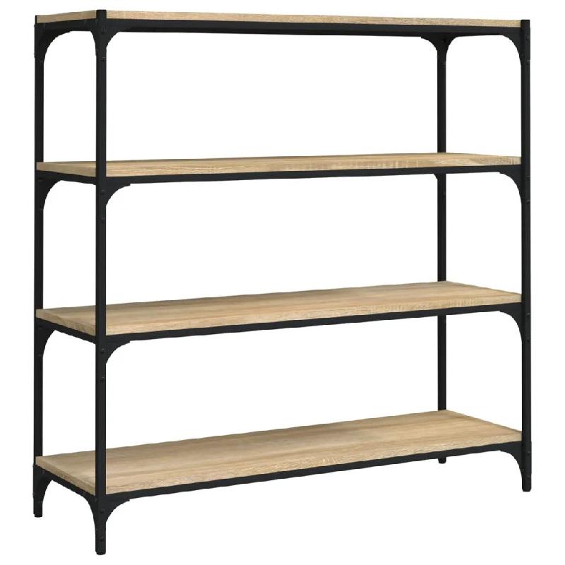 Helloshop26 - Meuble TV industriel avec grand espace de rangement 100 x 33 x 100 cm en bois chêne sonoma 02_0048394 - Bois massif 3000235255098_0
