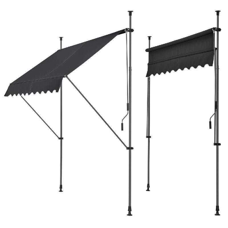 Helloshop26 - Store banne téléscopique acier polyester 150 x 120 x 200-300 cm noir 03_0008316 - noir acier 3001925947767_0