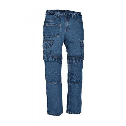 JEANS DE TRAVAIL BLEU 100% COTON WOOPY - MULTIPOCHES ET DOS REHAUSSÉ - TAILLE 40 KIPLAY