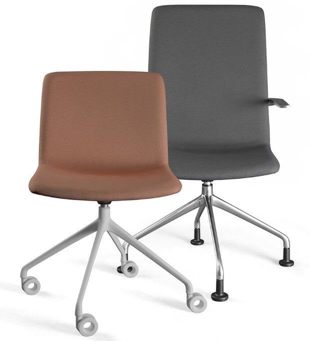 Koda Swiveling Metal - Chaise de bureau avec pied en métal noir ou alu, coque tapissée et options de mécaniques_0