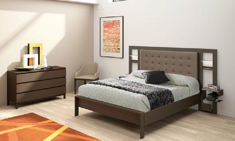 LIT MÉTAL BRIO LUXE XL  CHOCOLAT ET TAUPE 180X200 CM
