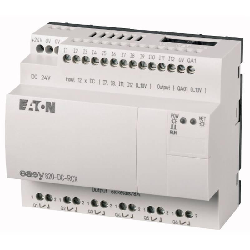 Module logique easy820-dc-rcx - 24V DC, 12 entrées TOR, 4 entrées analogiques, 6 sorties TOR à relais, 1 sortie analogique, horloge, extensible, easyNet_0