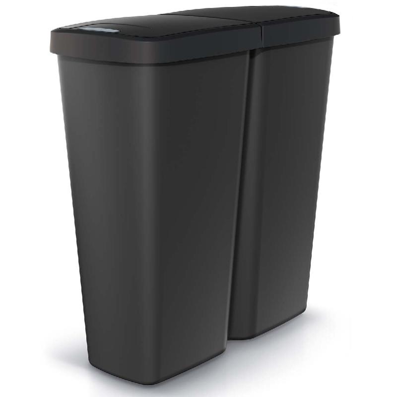 Monzana Keden - Compacta Q duo Poubelle 50L avec 2 Couvercles Indépendants de couleur Noire - noir plastique ZA5482_0