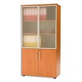 MT INTERNATIONAL ARMOIRE VITRINE 1/2 PORTE PLEINE -1 TABLET FIXE + 3 AMOV - FERM CLÉ MÉRISIER 90X58X180CM