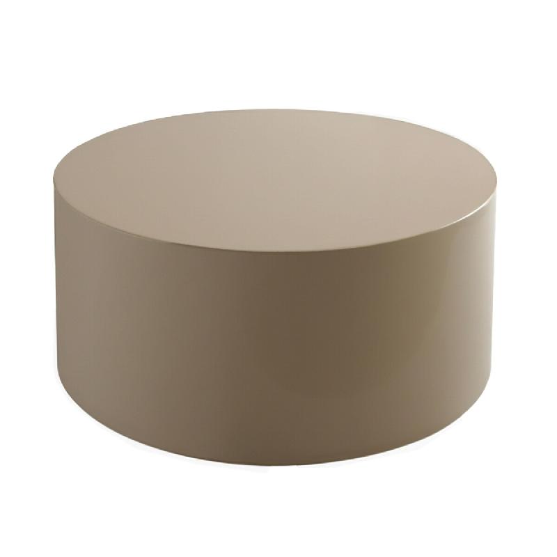 Oviala Business Table basse ronde 80 cm en MDF effet laqué taupe - gris 114336_0