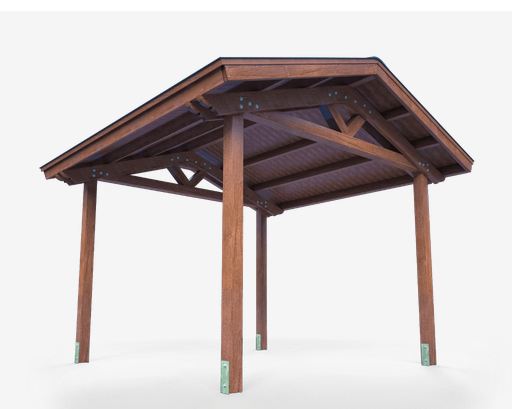 Pergola Sahara VRP2400 - autoportante en bois de pin d’Oregon avec toiture bitumineuse marron automne_0
