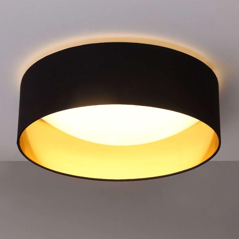 LINDBY PLAFONNIER EN TISSU COLEEN NOIR DORÉ À L\'INTÉRIEUR