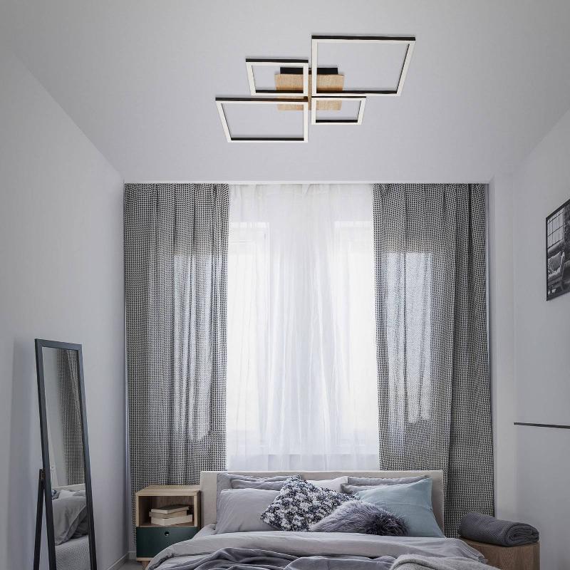 BRILONER PLAFONNIER LED FRAME, STEP DIM, 4 LAMPES LED EN BOIS